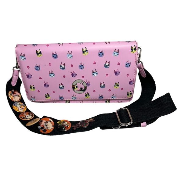 Crossbody Cat Meow Sling Bag Nintendo Switch Animal Crossing Case Purse w/Pins - Picture 2 of 14